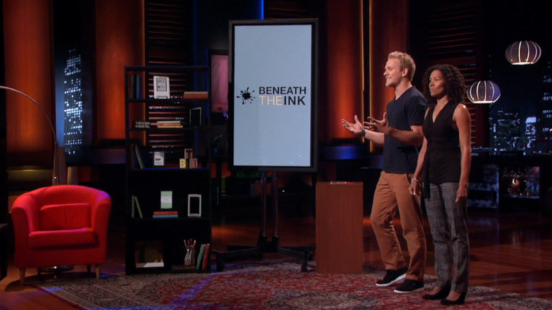 Alex Milewski and Sherisse Hawkins presenting Beneath the Ink on Shark Tank