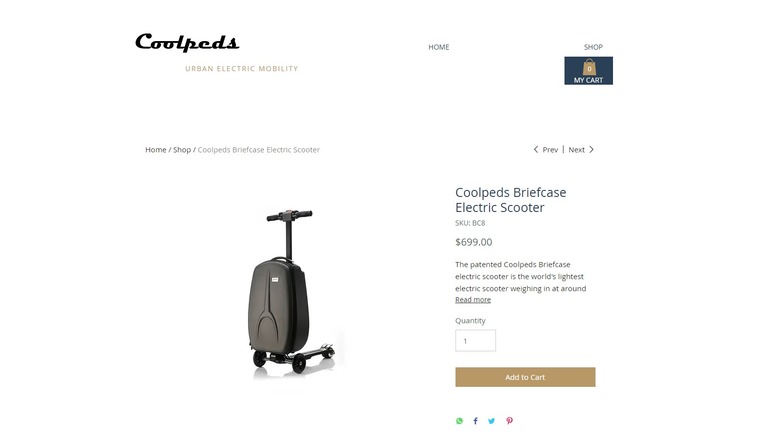 Shop page from Coolpeds' website