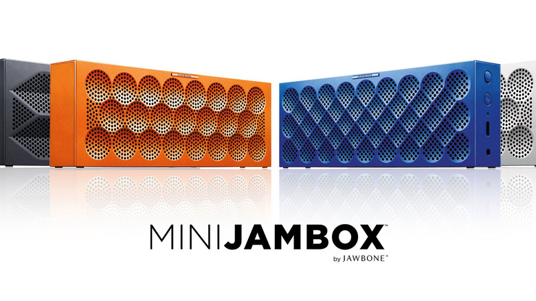 Jawbone Mini JamBox speakers on white background