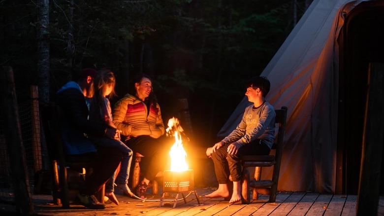 LavaBox being used by a camping family