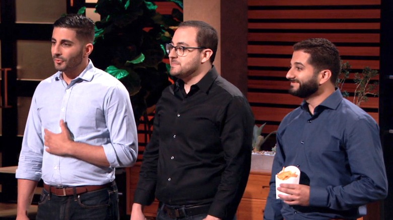 Saucemoto creators Tony Lahood, Michael Koury, and William Moujaes appearing on Shark Tank