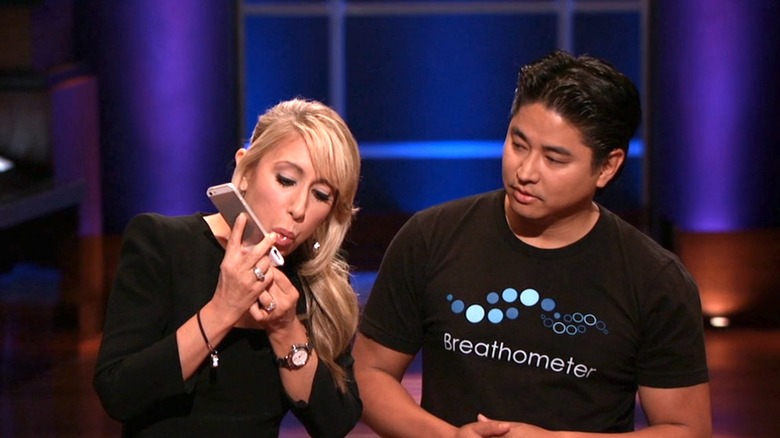 Lori Greiner testing Breathometer App