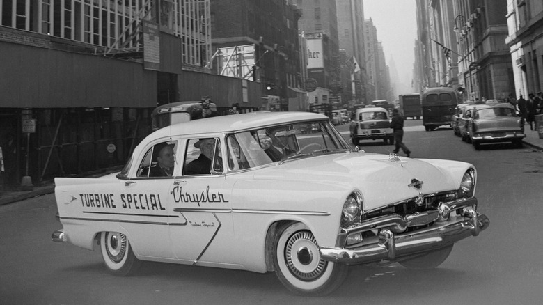 chrysler turbine car city vintage photo