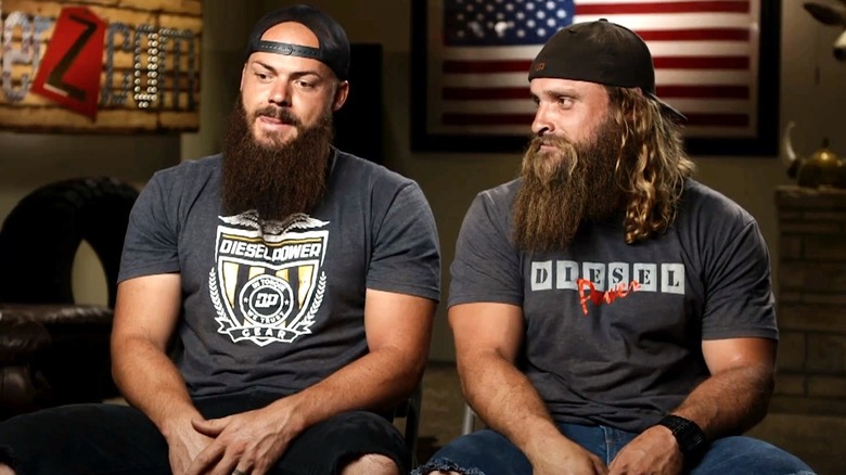 The Diesel Brothers looking confused during a show interview segment.