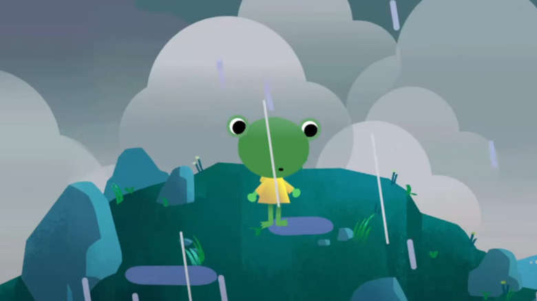 Google weather frog rain animation