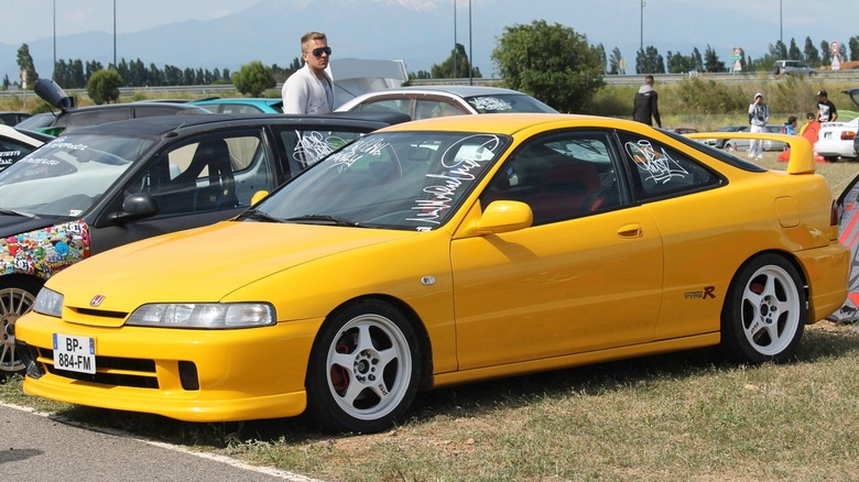 Yellow Honda Integra Type R