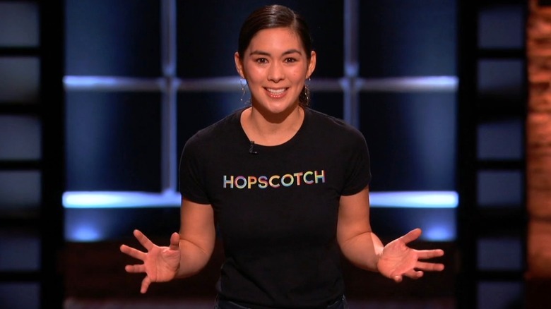 Samantha John pitching Hopscotch on Shark Tank Season 12