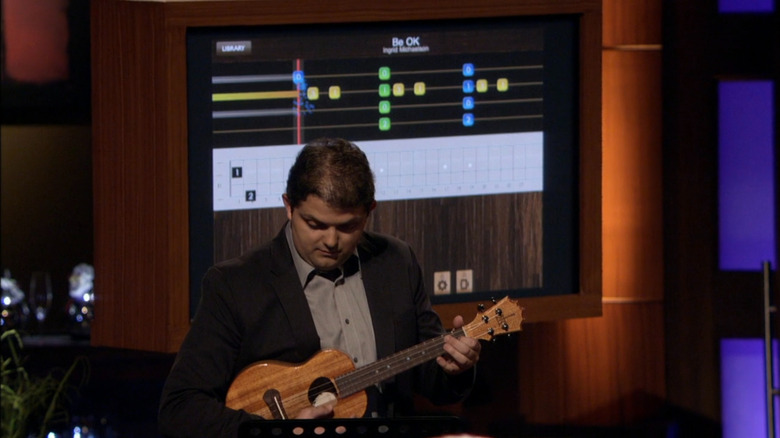 Aviv demonstrating Miso Music app with ukelele