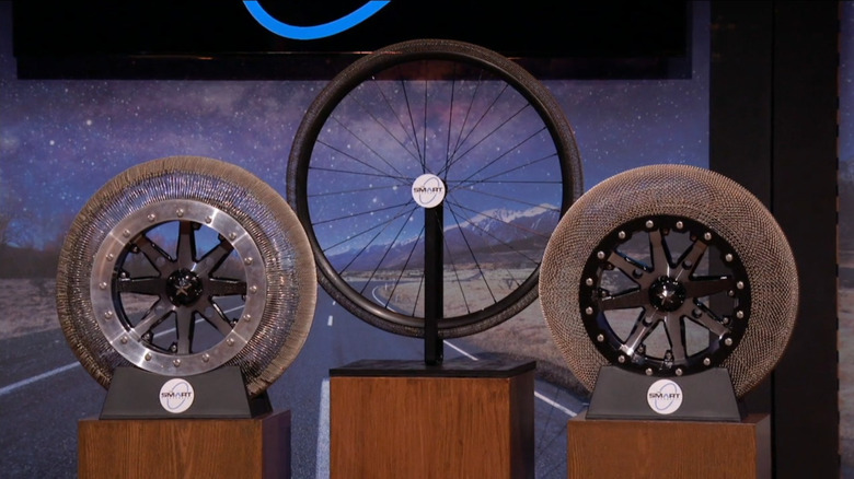 NiTinol bike and car tires on display during an episode of Shark Tank