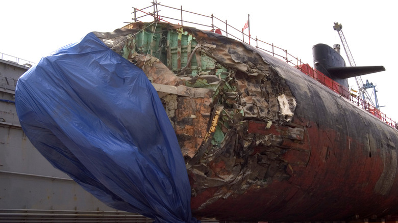 Damage to USS San Francisco's (SSN 711) sonar dome