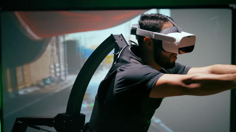 Man playing with VR headset on