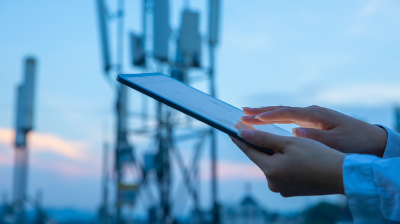 Phone next to cell tower