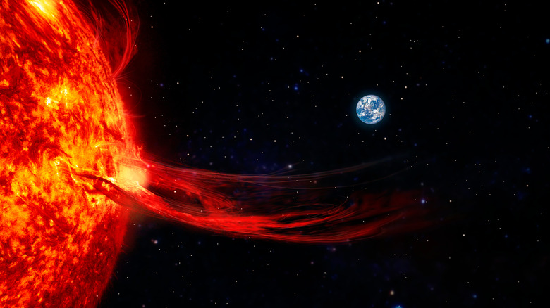 Solar flare with distant Earth