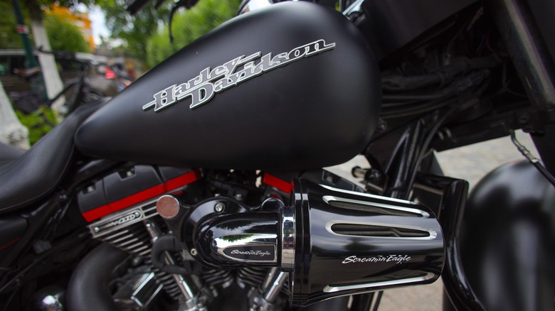 Harley-Davidson motorcycle with Screamin' Eagle air cleaner