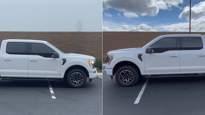 before and after leveling kit