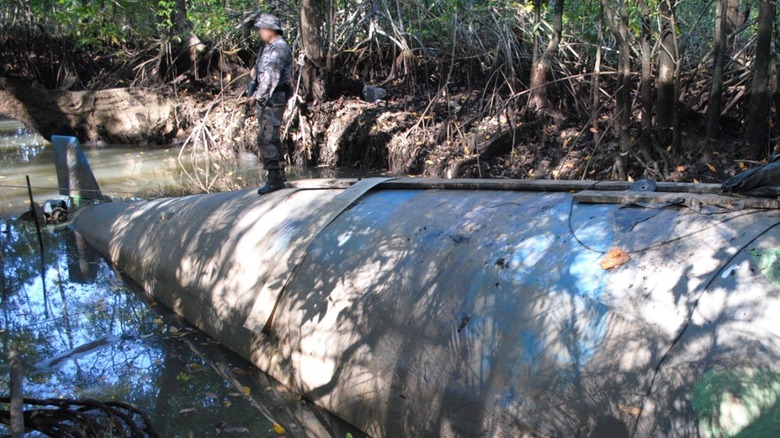 A narco submarine seized in forest