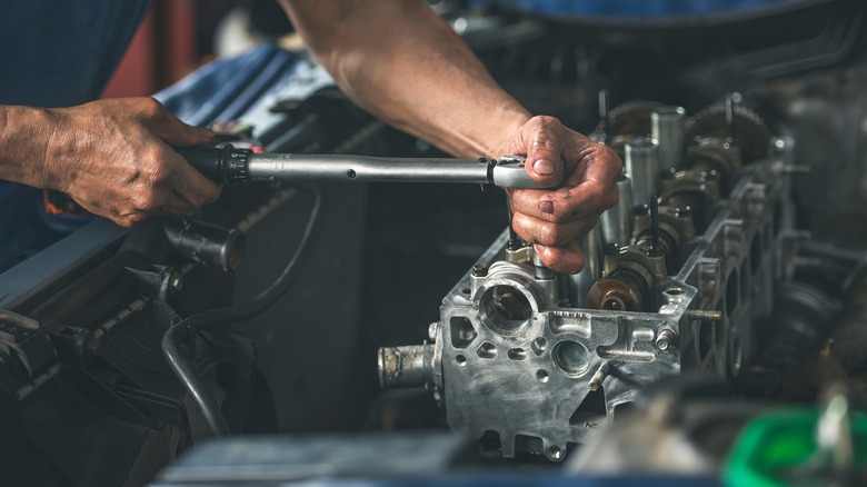 Engine being worked on