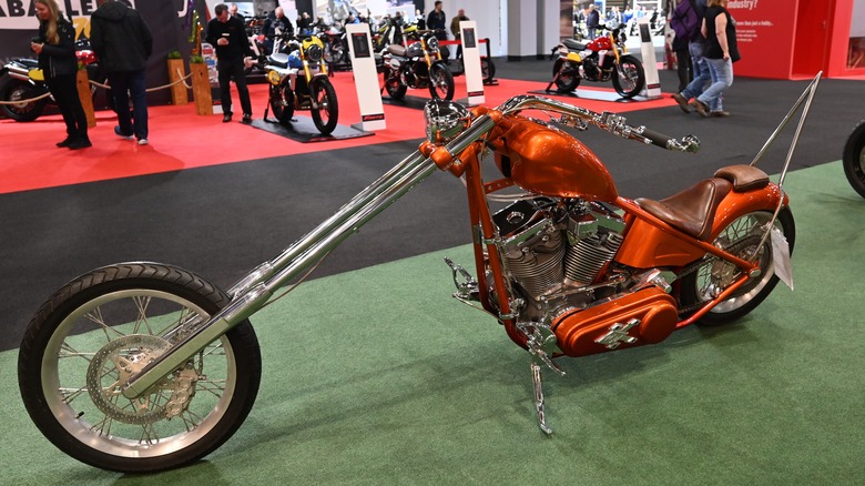 Motorcycle on display at auto show