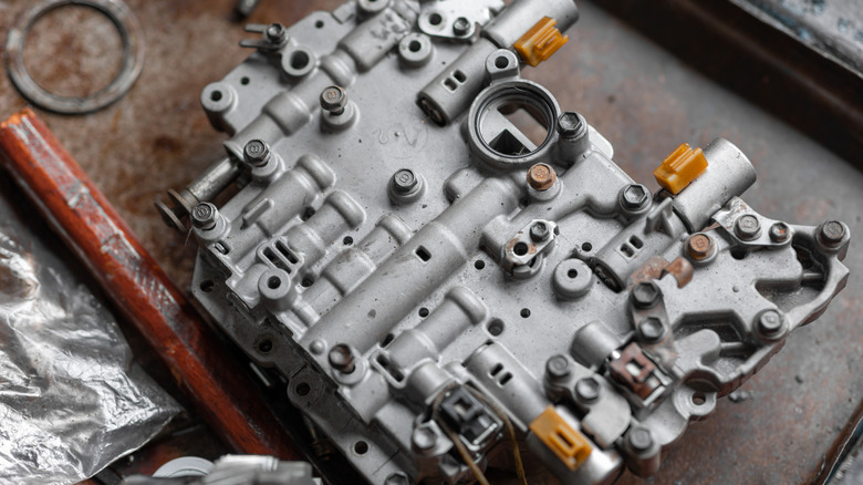 A view of a transmission valve body