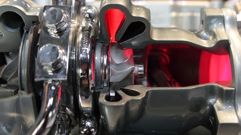 Closeup of a twin scroll supercharger