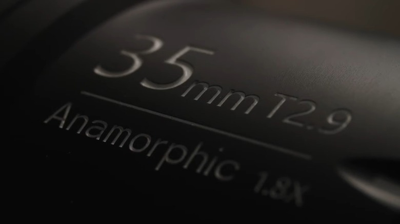 35mm Anamorphic lens label closeup