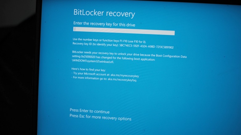 Bitlocker recovery screen