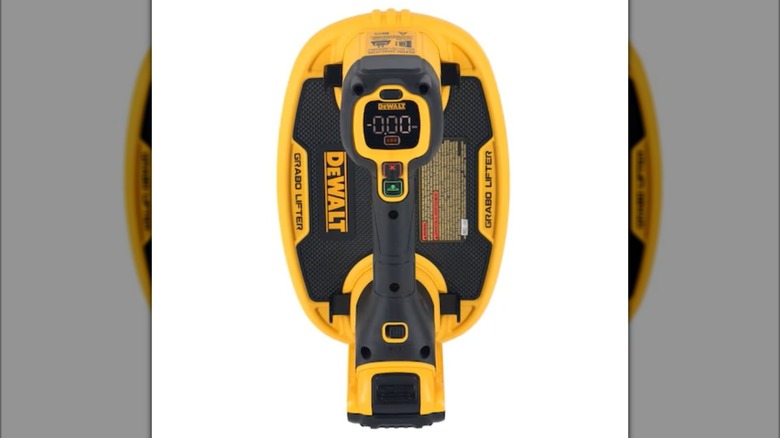 A top-down view of the DeWalt Grabo Lifter's controls and gauges.