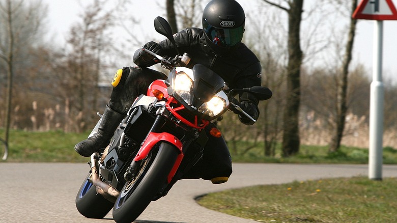 Motorcyclist cornering