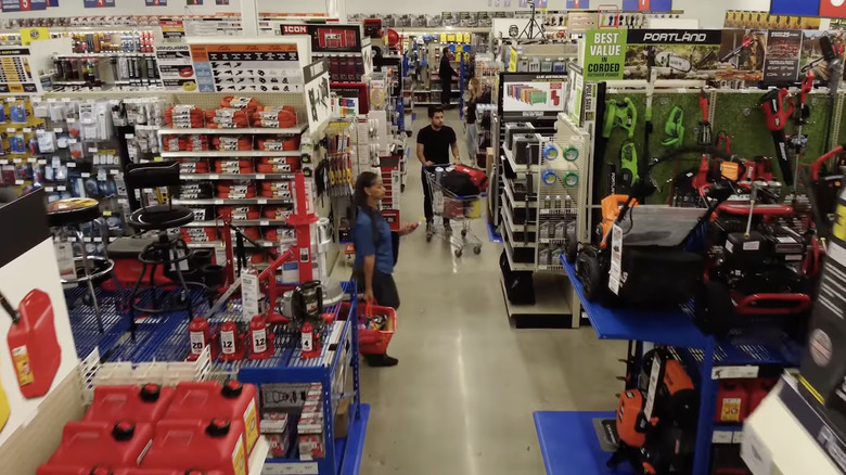 Harbor Freight store inside view via drone