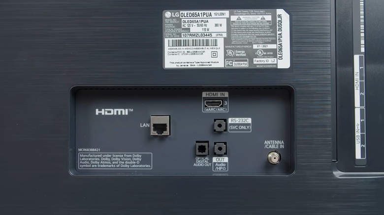 TV I/O ports including HDMI eARC port