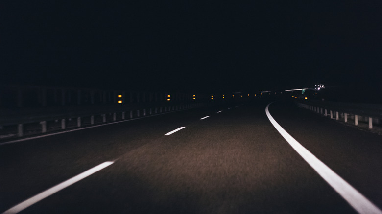 A highway at nighttime.