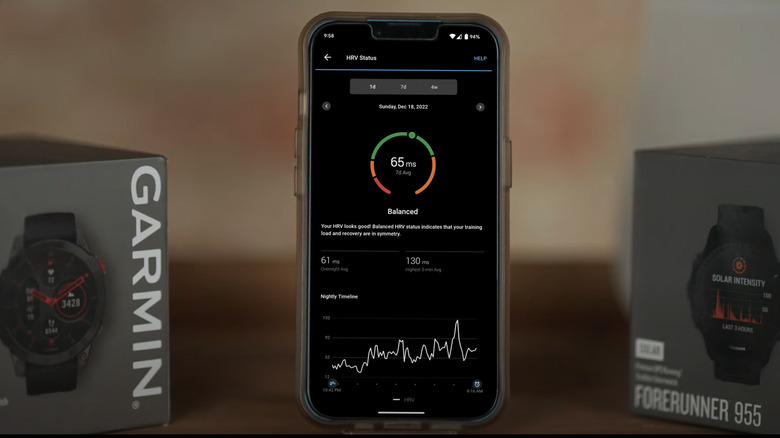 HRV status garmin connect app