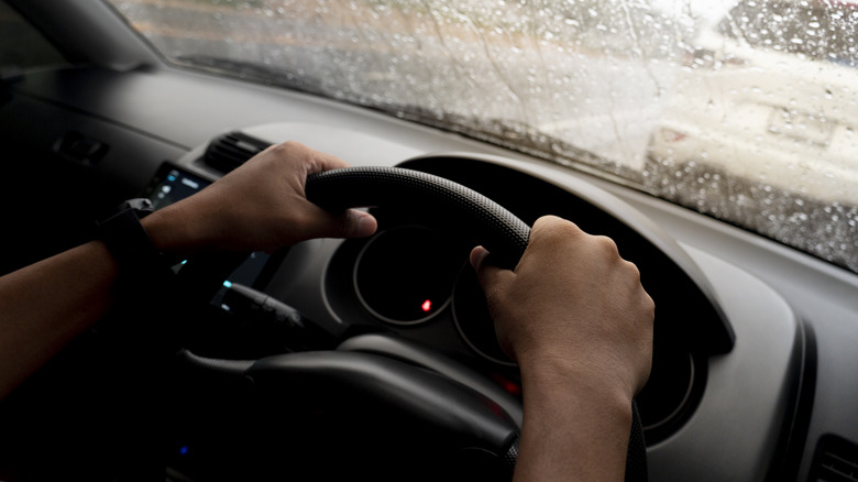 driver in rain