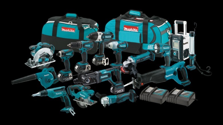 Makita LXT tools on blank display