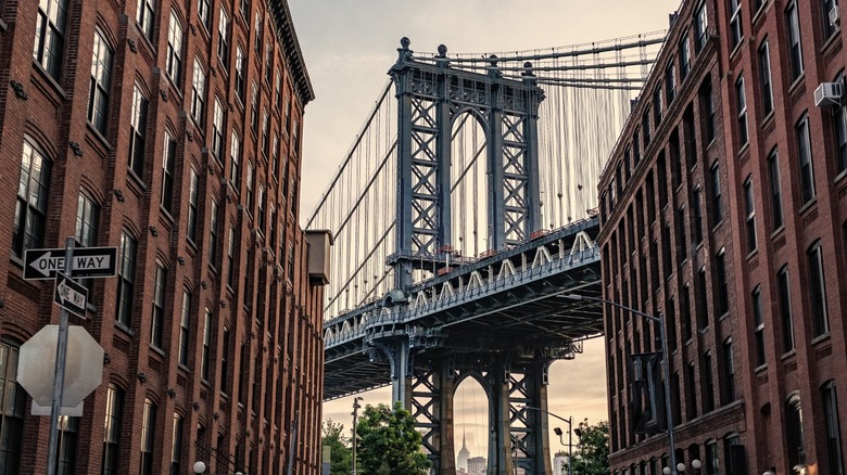 architectural photography of the Brooklyn Bridge in New York