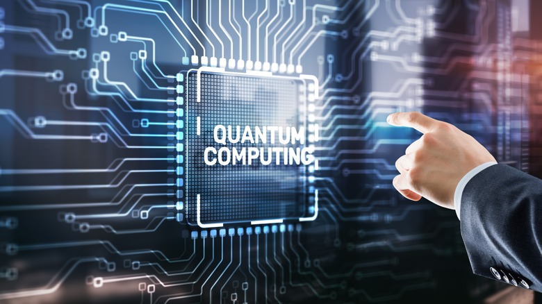 Finger pointing at quantum computer