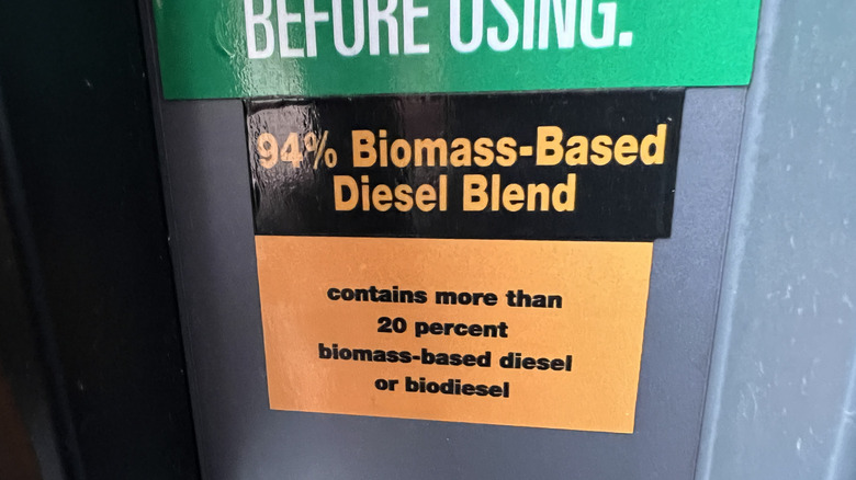 Label on biodiesel blend