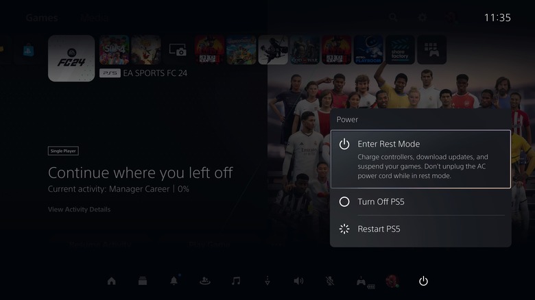 Rest Mode Option in PS5