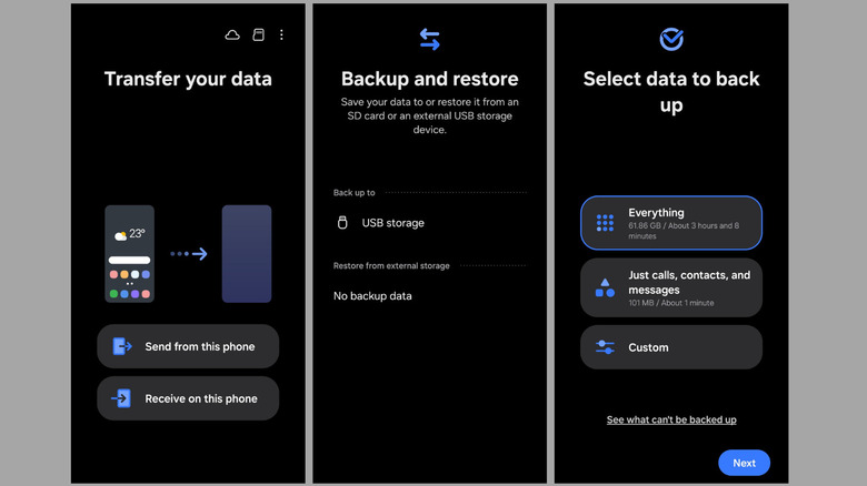 Transfer Samsung phone data to USB storage using Smart Switch