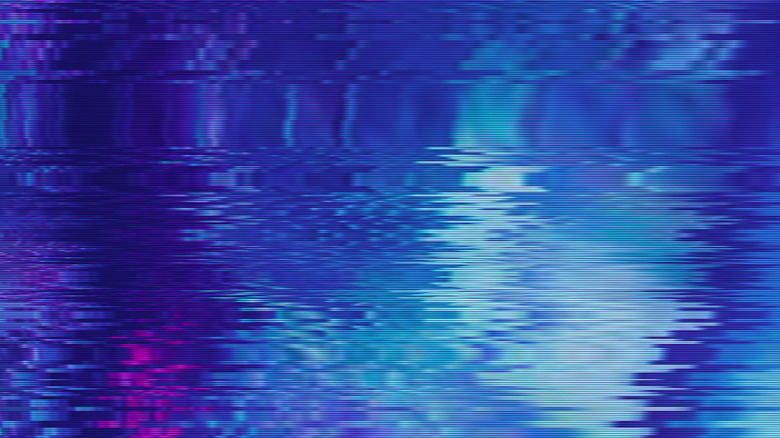 purple and blue distorted screen image