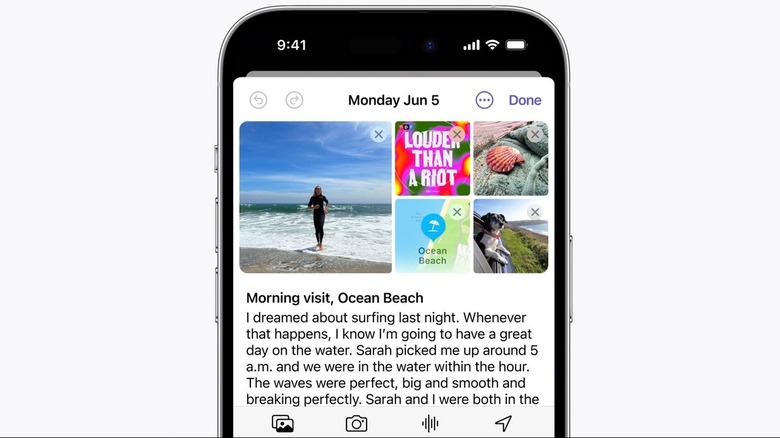 iPhone iOS 17 journal app