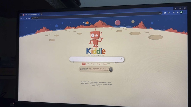 Kiddle home page on computer