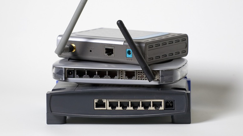 routers stacked up on each other