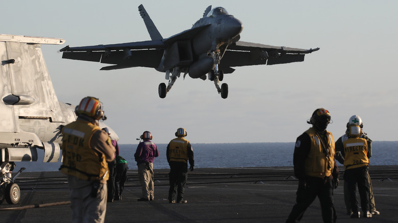 F-18 Hornet landing on USS Nimitz