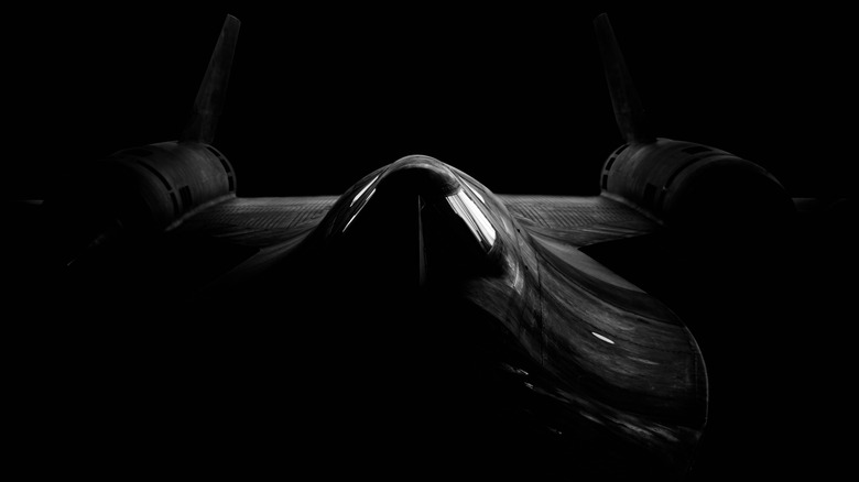 SR-71 sitting in the dark