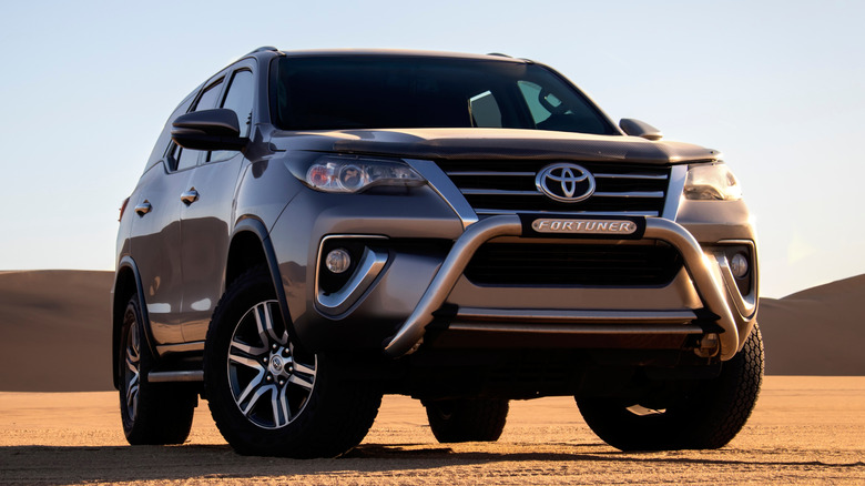 A Toyota Fortuner parked in the desert