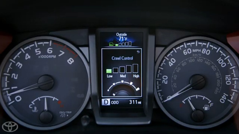 Close up of Tacoma Crawl Control settings