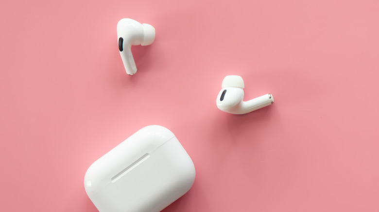 AirPods on a pink background