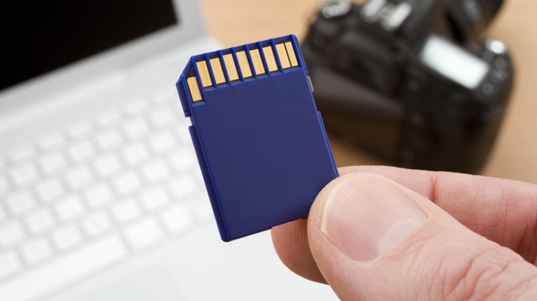 SD card being held