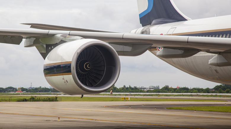 Trent 500 engine on aircraft wing